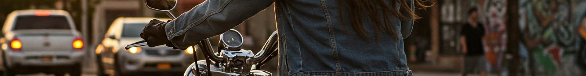 Motorcyclist riding motorcycle in the city