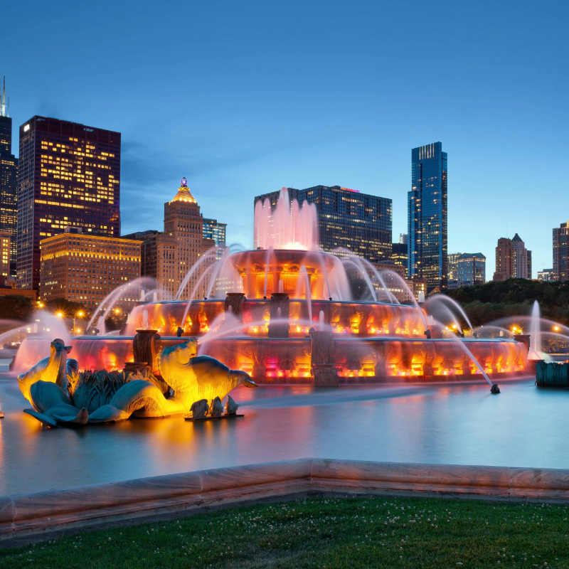 Red lighthouse in the evening