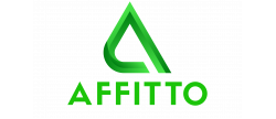 Green triangle with rounded bottom left corner and the word "Affitto" underneath